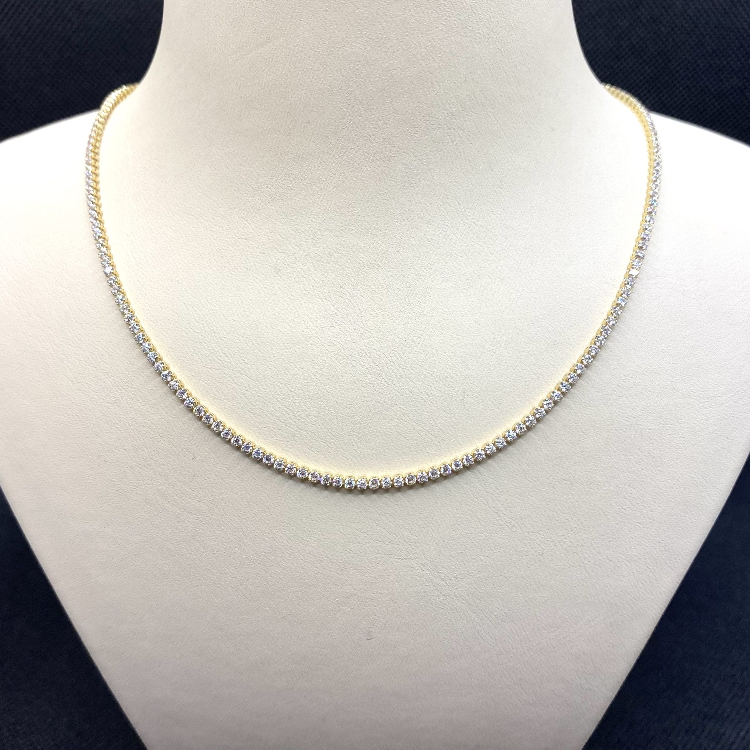 14K Real Solid Gold Tennis Necklace for Women , CZ Eternity Choker Tennis Jewelry , Birthday Christmas Gift for her
